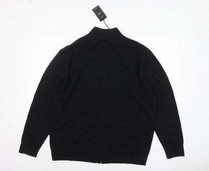 Mens UK Size 2XL CASHMERE.CH Black Full Zip Jumper