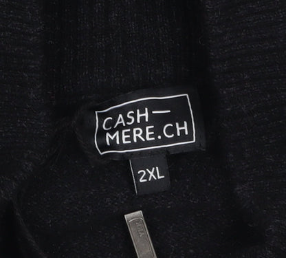 Mens UK Size 2XL CASHMERE.CH Black Full Zip Jumper