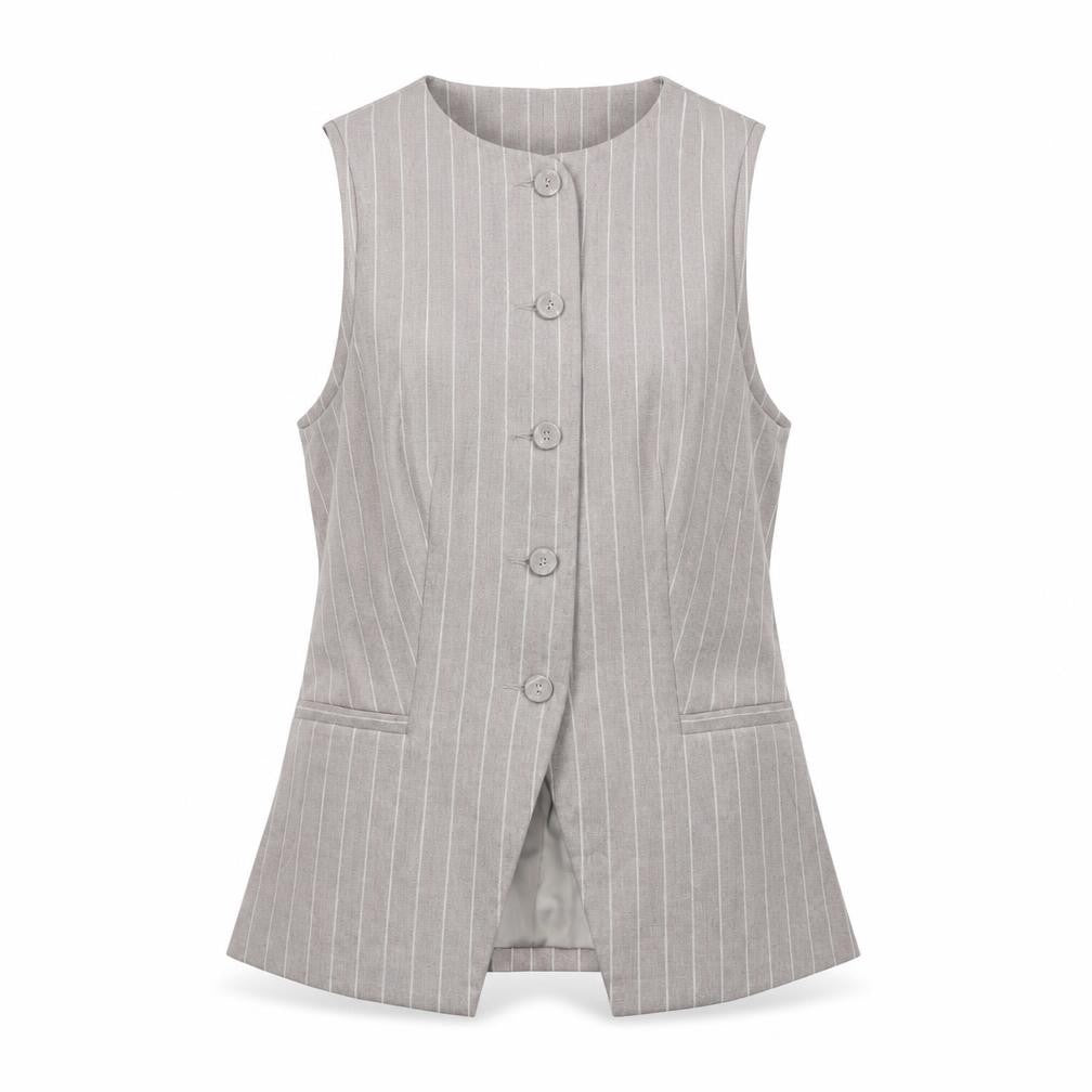 ASOS DESIGN Women’s Grey Pinstripe Waistcoat UK 8 Tailored Fit
