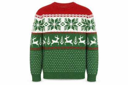 Cheesy Christmas Jumpers Men's Green M Fair Isle Reindeer Pullover