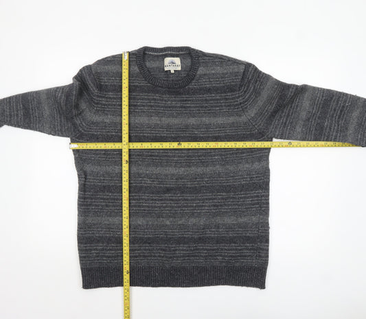 Mantaray Men's Grey Striped Wool Blend Crew Neck Jumper Size L