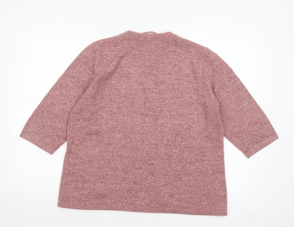 Damart Women Pink Medium 14/16 Embroidered V-Neck 3/4 Sleeve Jumper
