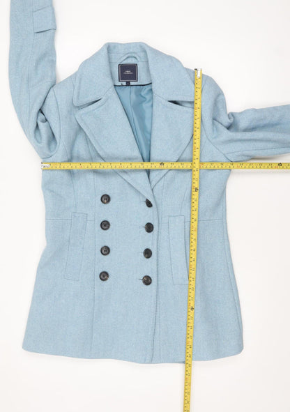 Next Womens Blue Wool Blend Pea Coat Size 16 Double Breasted