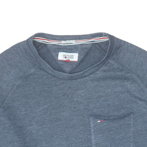 Mens UK Size L Tommy Hilfiger Blue Pullover Sweatshirt