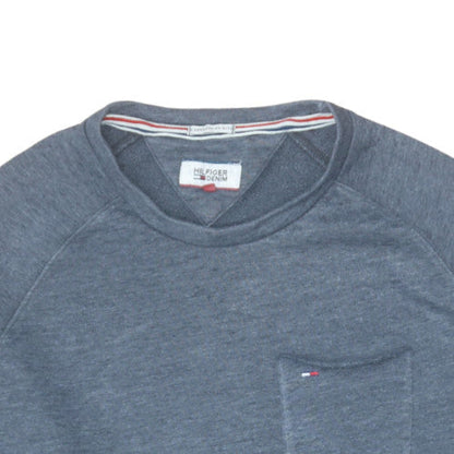 Mens UK Size L Tommy Hilfiger Blue Pullover Sweatshirt