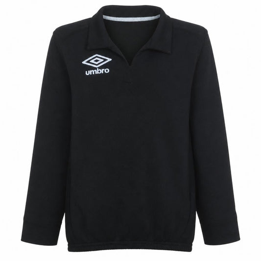 Umbro Boys Black Long Sleeve Cotton Polo Football Shirt Size 8 Years