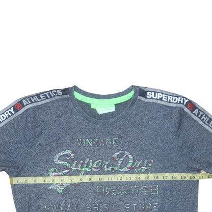 Superdry Men's Blue Vintage Athletics Logo Cotton T-Shirt Size L
