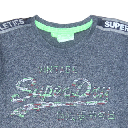 Superdry Men's Blue Vintage Athletics Logo Cotton T-Shirt Size L