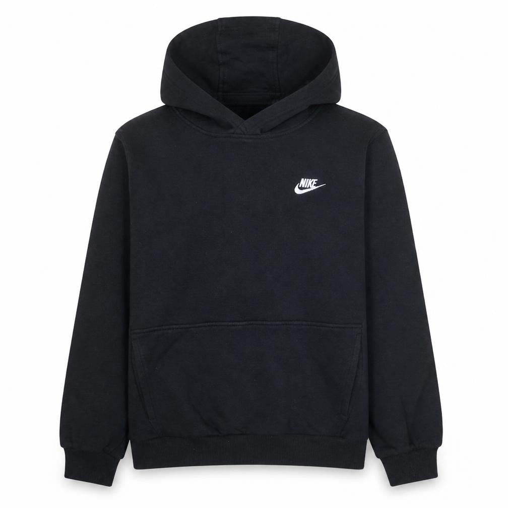 Front view of Nike boys’ black xl pullover hoodie sweatshirt fleece lined casual