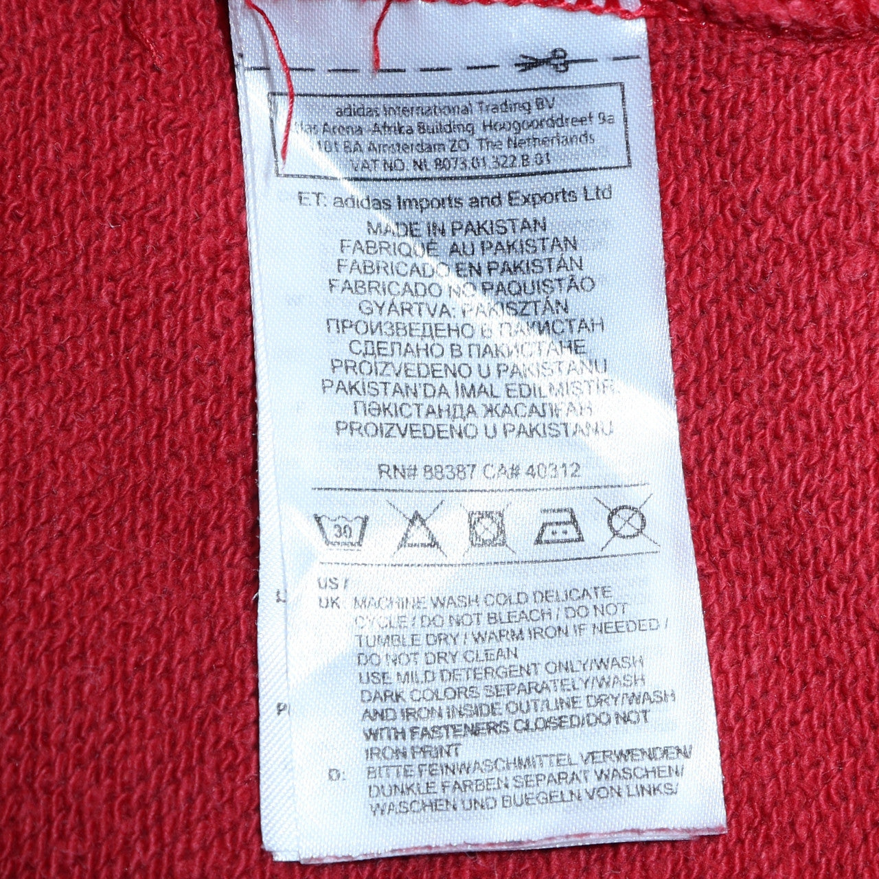 Mens UK Size M Adidas Red Pullover Hoodie
