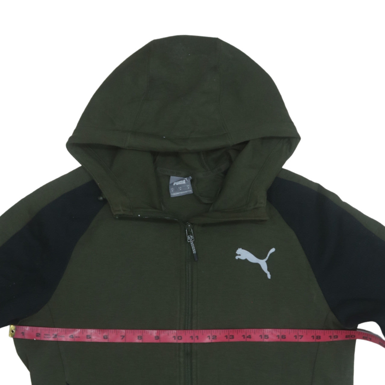 Mens UK Size M Puma Green Full Zip Hoodie
