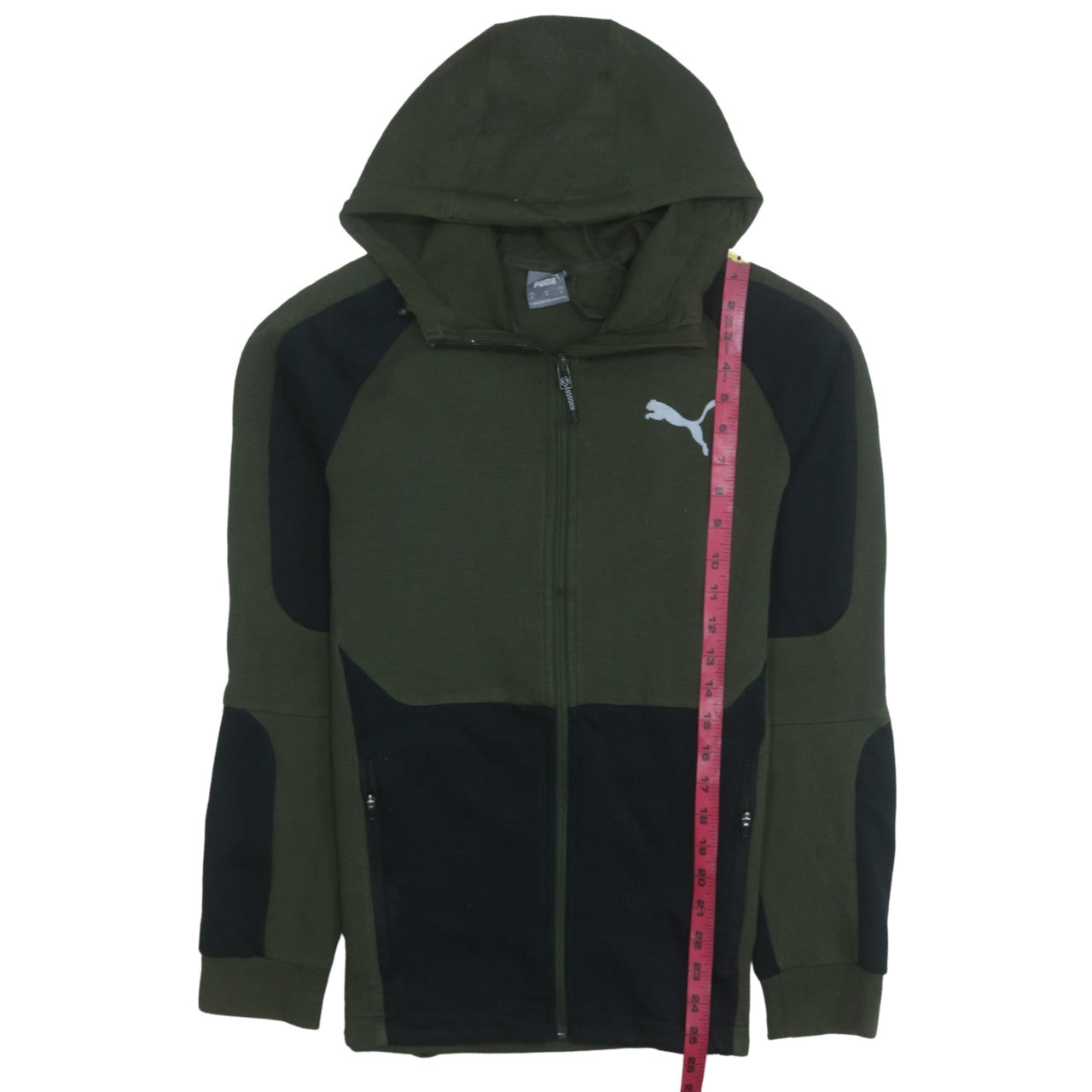 Mens UK Size M Puma Green Full Zip Hoodie