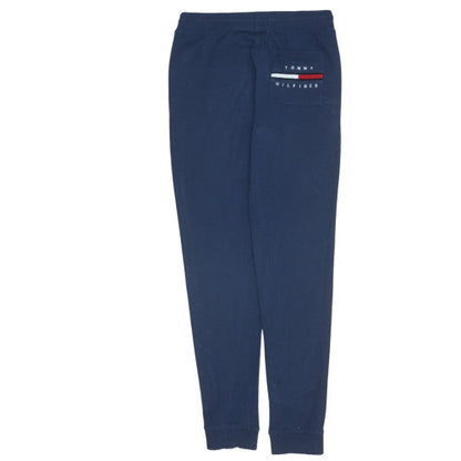Tommy Hilfiger Boys Blue Jogger Trousers Size 176 Elastic Waist Logo