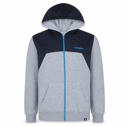 Front view of Champion Teens Grey Full Zip Hoodie S Sports Fleece Jacket