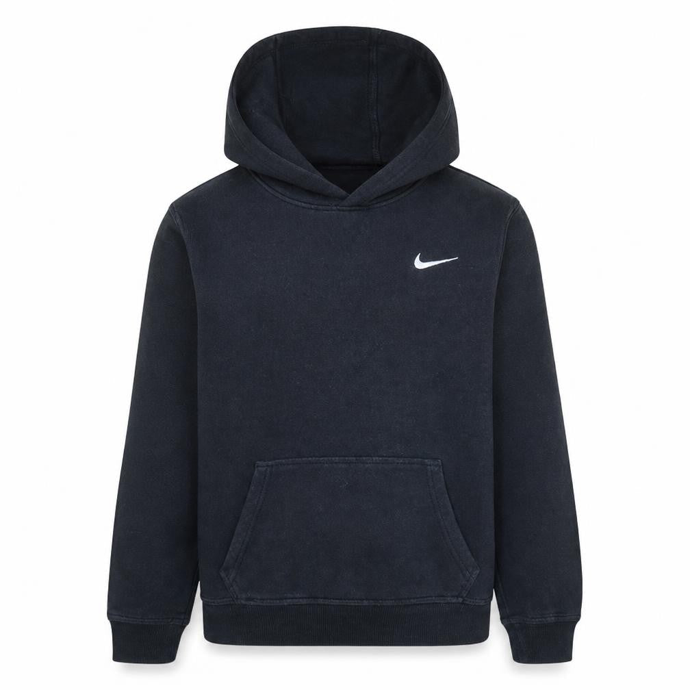 Front view of Nike boys’ black pullover hoodie xl 13-15 years cotton blend fleece sweatshirt