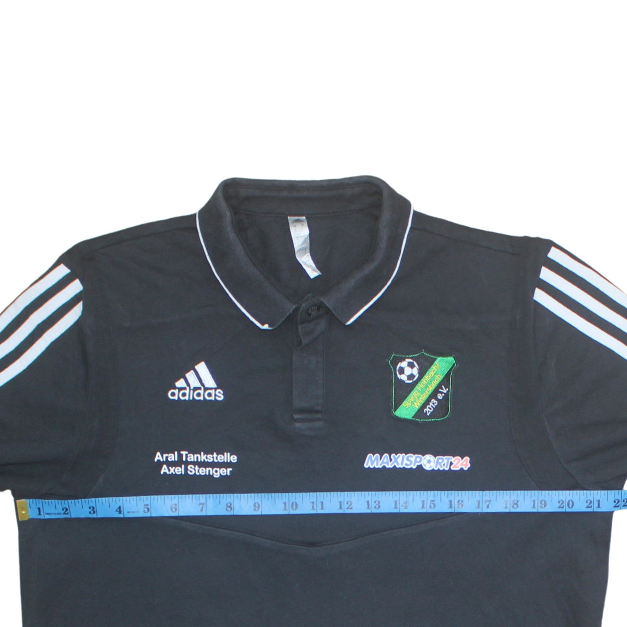 Adidas Mens Black Football Polo Shirt L Logo Embroidered Sports Top