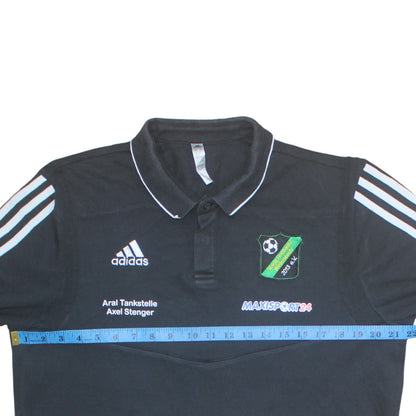Adidas Mens Black Football Polo Shirt L Logo Embroidered Sports Top