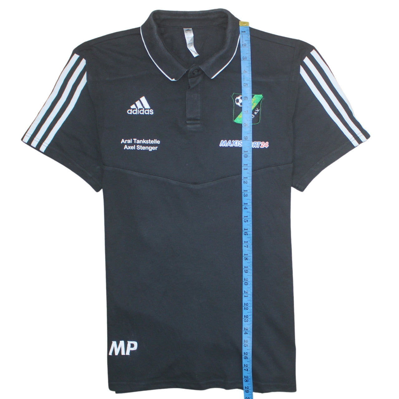 Adidas Mens Black Football Polo Shirt L Logo Embroidered Sports Top