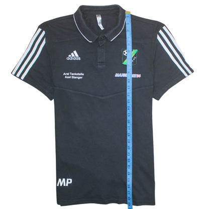 Adidas Mens Black Football Polo Shirt L Logo Embroidered Sports Top