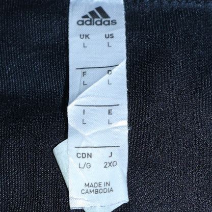 Adidas Mens Black Football Polo Shirt L Logo Embroidered Sports Top