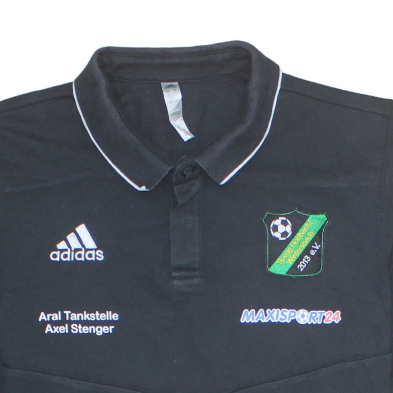 Adidas Mens Black Football Polo Shirt L Logo Embroidered Sports Top