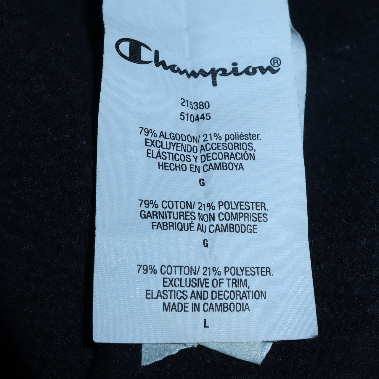 Mens UK Size L Champion Black Pullover Hoodie