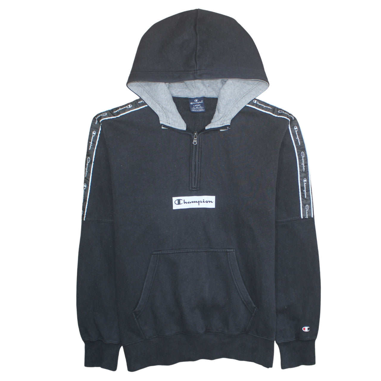 Mens UK Size L Champion Black 1/2 Zip Hoodie