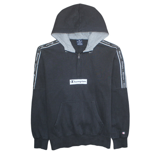 Mens UK Size L Champion Black 1/2 Zip Hoodie