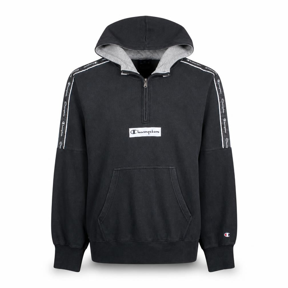 Mens UK Size L Champion Black 1/2 Zip Hoodie