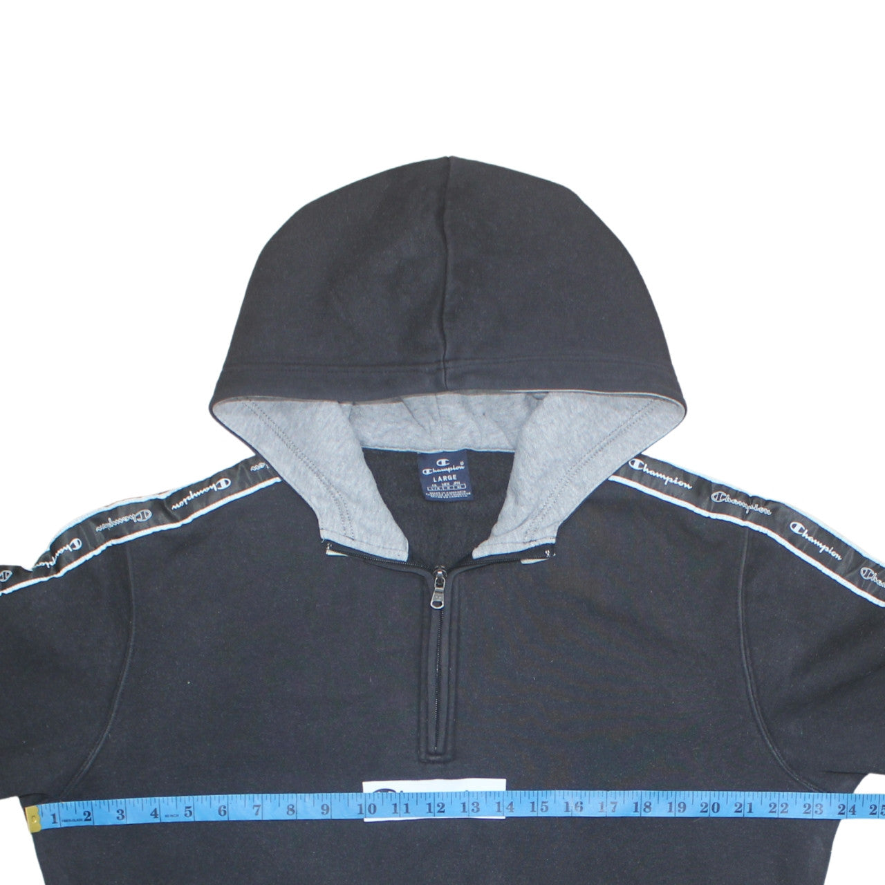 Mens UK Size L Champion Black 1/2 Zip Hoodie