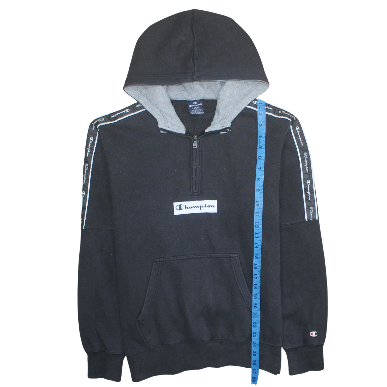 Mens UK Size L Champion Black 1/2 Zip Hoodie