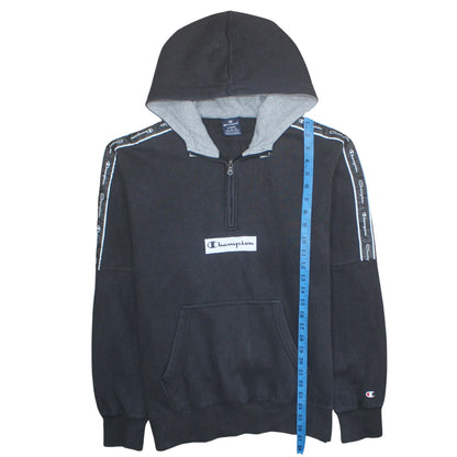 Mens UK Size L Champion Black 1/2 Zip Hoodie