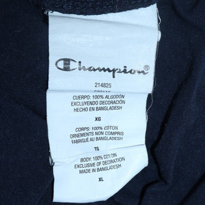 Champion Men's Navy Long Sleeve Crew Neck T-Shirt XL Cotton