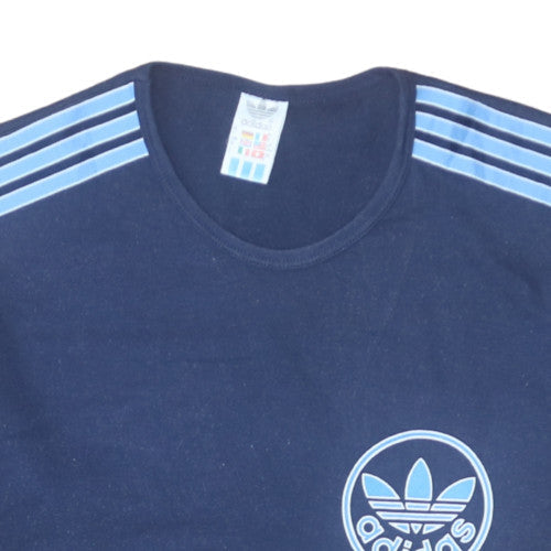Adidas Men's Navy Blue Short Sleeve Crew Neck Sports T-Shirt Size L