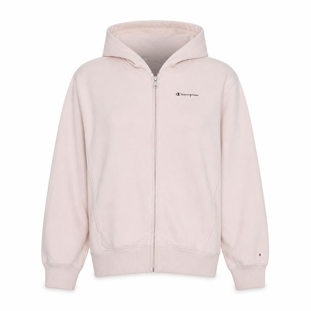 Front view of Champion girls’ beige full zip hoodie sweatshirt 2xl 15-16 years