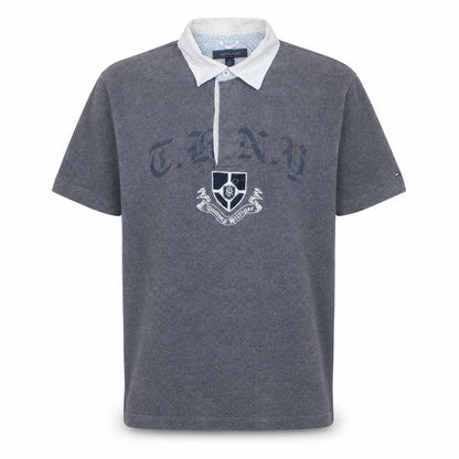 Tommy Hilfiger Mens Grey Cotton Polo Shirt L Preppy Embroidered