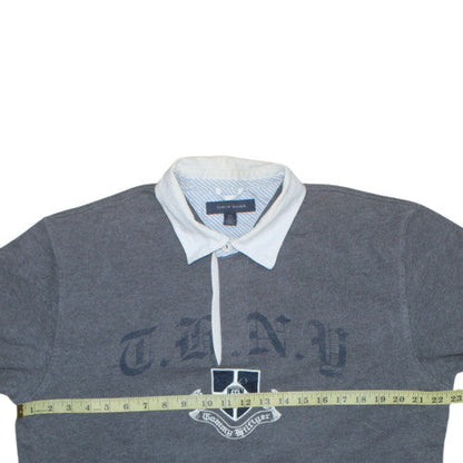 Tommy Hilfiger Mens Grey Cotton Polo Shirt L Preppy Embroidered