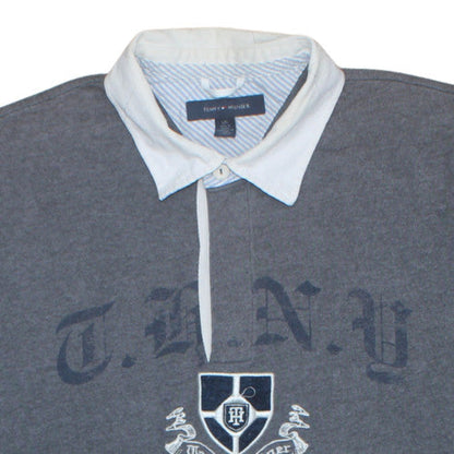 Tommy Hilfiger Mens Grey Cotton Polo Shirt L Preppy Embroidered