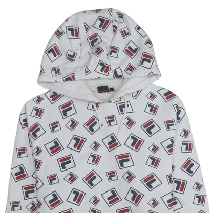 Womens UK Size L Fila White Pullover Hoodie