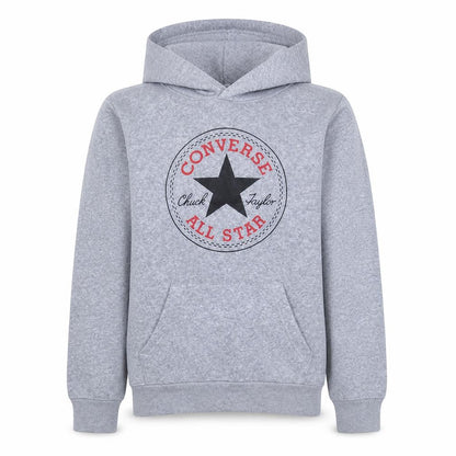 Front view of Converse boys’ grey hoodie l 12-13 years pullover fleece all star logo