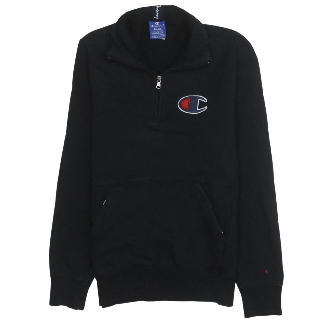 Mens UK Size S Champion Black 1/2 Zip Sweatshirt