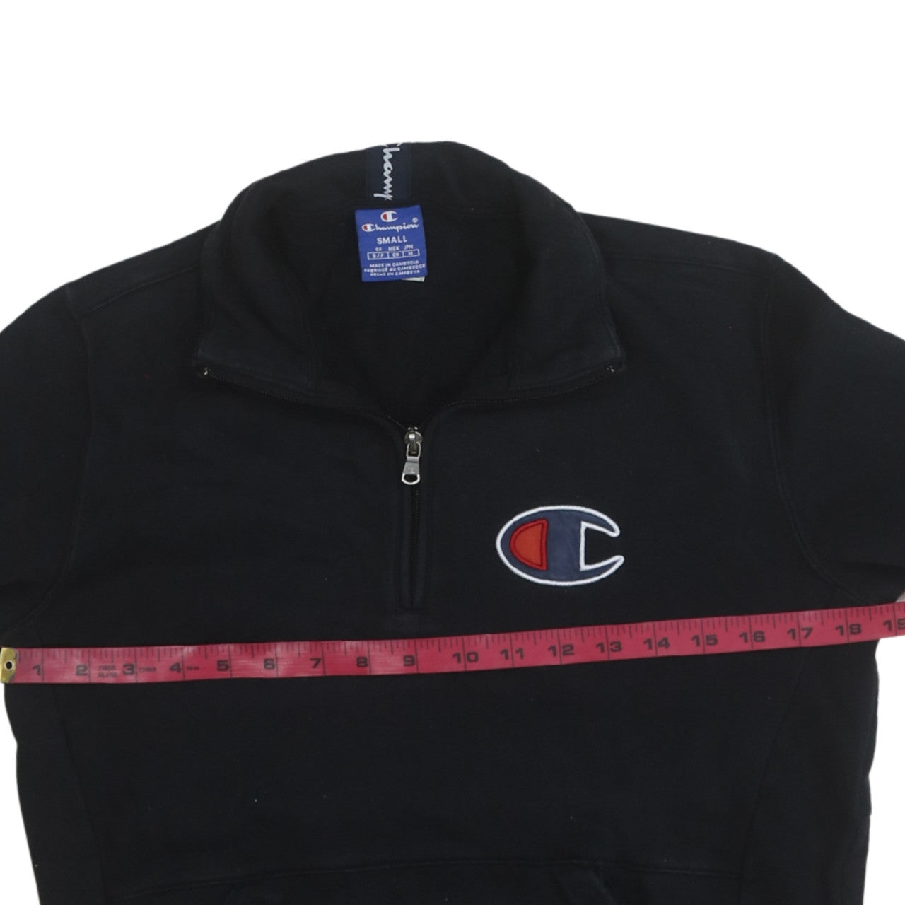Mens UK Size S Champion Black 1/2 Zip Sweatshirt