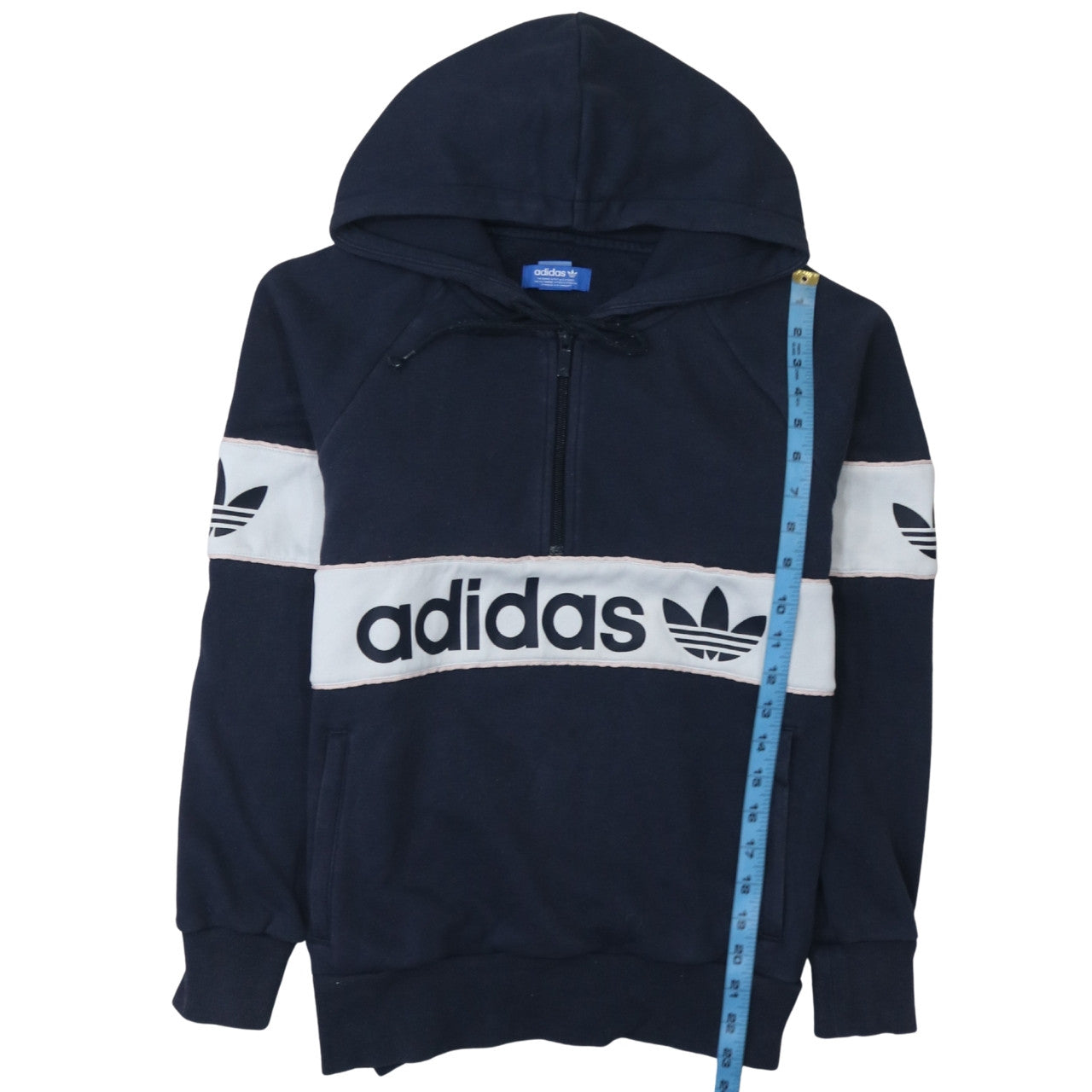 Mens UK Size S adidas Blue 1/2 Zip Hoodie