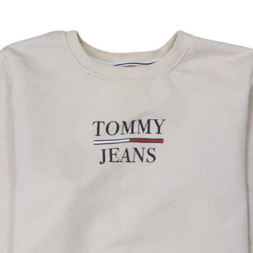 Womens UK Size XS Tommy Jeans Beige Pullover Sweatshirt