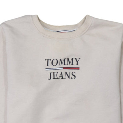 Womens UK Size XS Tommy Jeans Beige Pullover Sweatshirt
