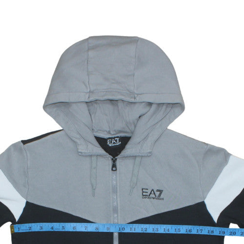 Mens UK Size M Emporio Armani GreyBlackWhite Full Zip Hoodie