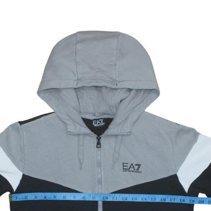 Mens UK Size M Emporio Armani GreyBlackWhite Full Zip Hoodie