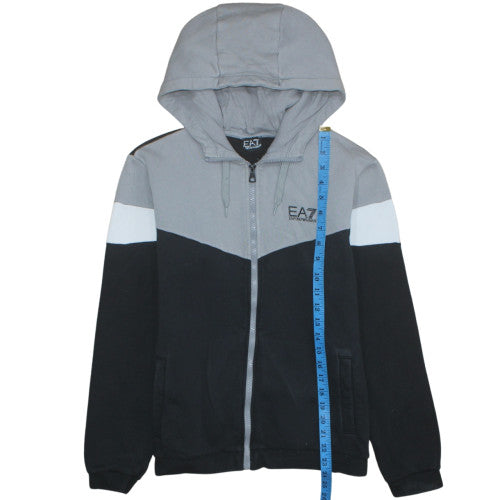 Mens UK Size M Emporio Armani GreyBlackWhite Full Zip Hoodie