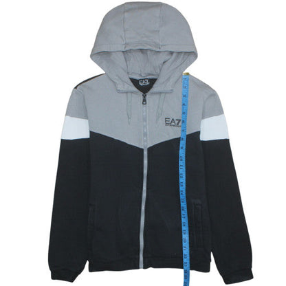 Mens UK Size M Emporio Armani GreyBlackWhite Full Zip Hoodie