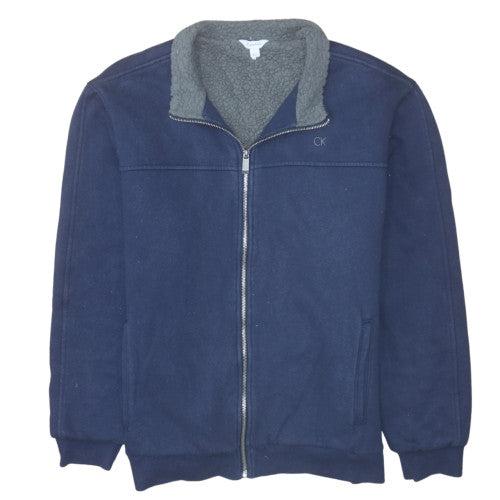 Mens UK Size L Calvin Klein Blue Full Zip Sweatshirt